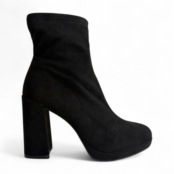 Steve Madden Macayla Black Fabric Upper Platform Block-Heel Booties NEW! Size 11 - Picture 3 of 10